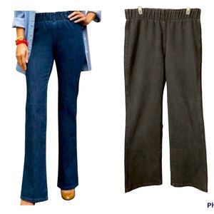 Soft surroundings elastic waist straight leg black jeans Size MP